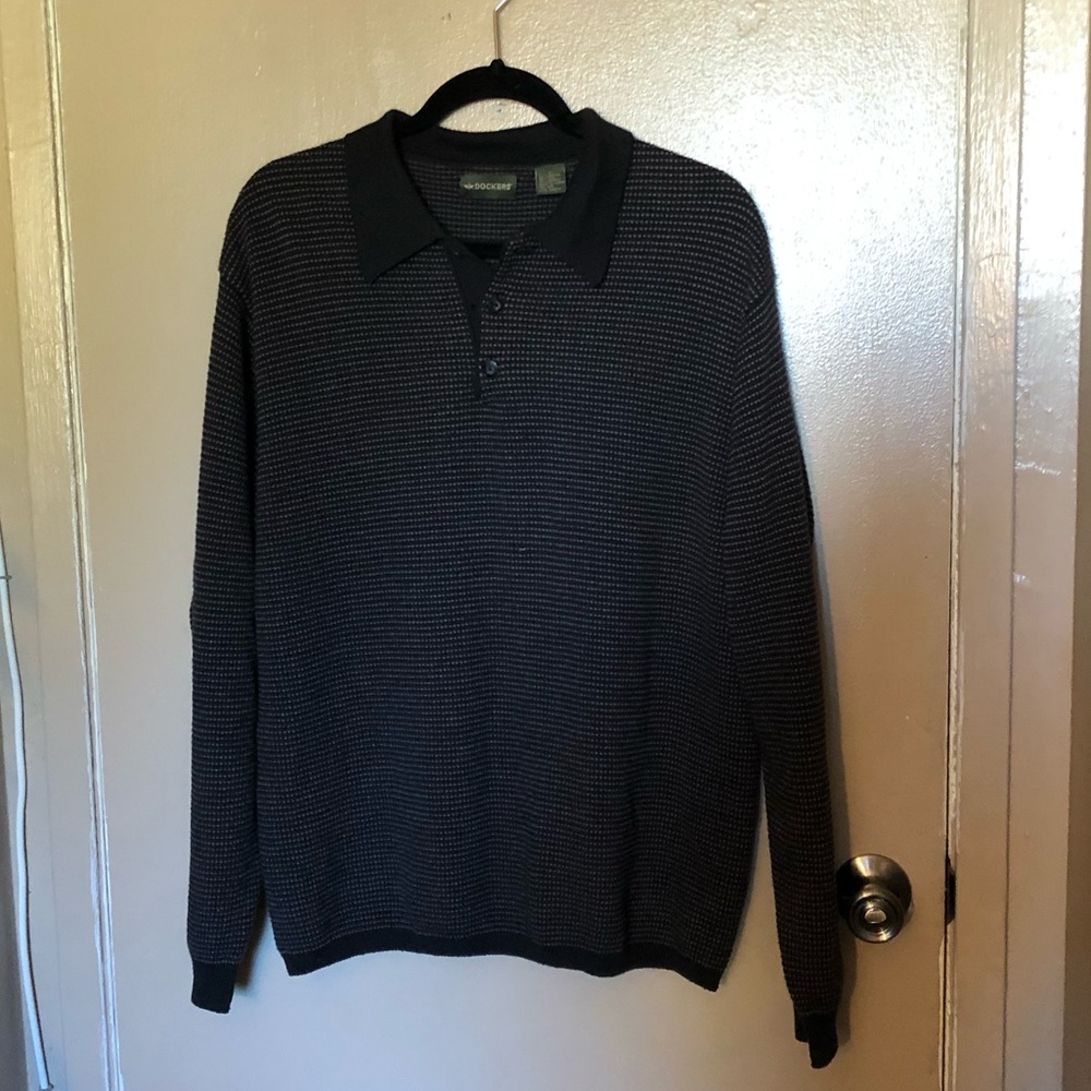 Navy blue and white Dockers sweater